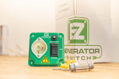 EZ Generator Switch connection detail illustrating secure generator cord attachment benefit