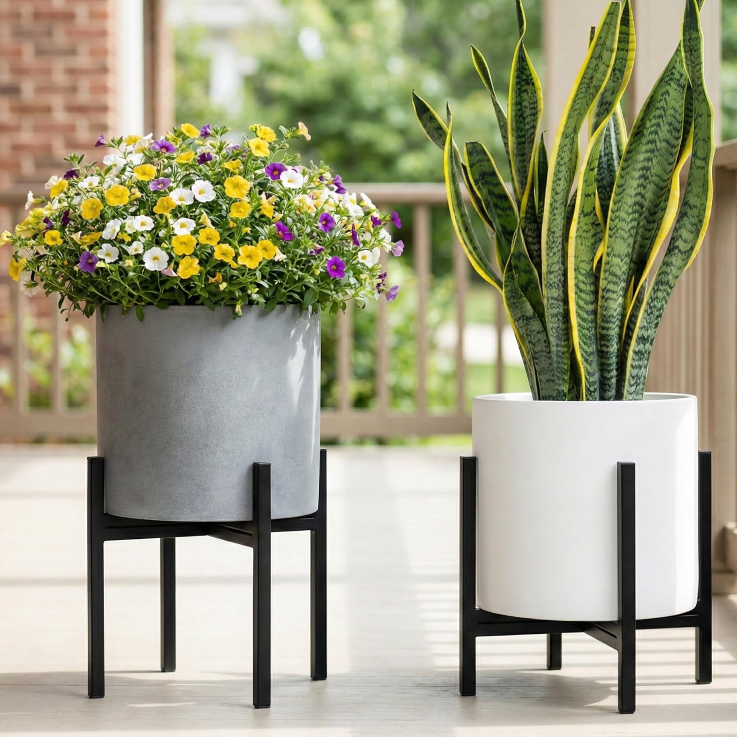 FaithLand stand next to chair for scale demonstrating how it fits small living spaces