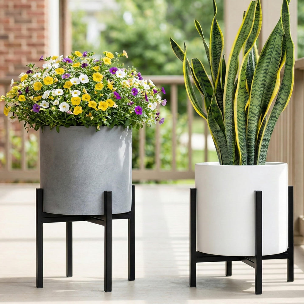 FaithLand stand next to chair for scale demonstrating how it fits small living spaces