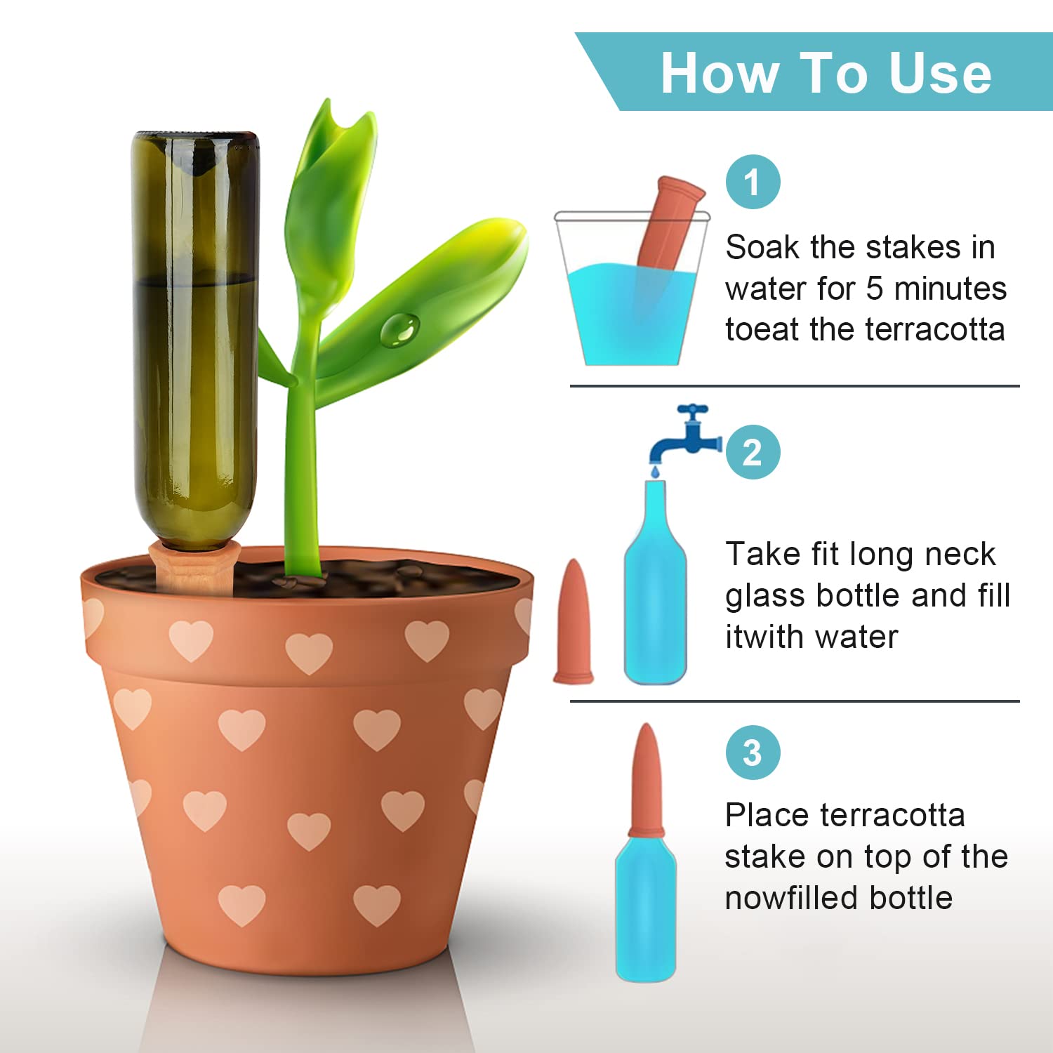 FAMILY spike placed in potted plant demonstrating hands-free watering