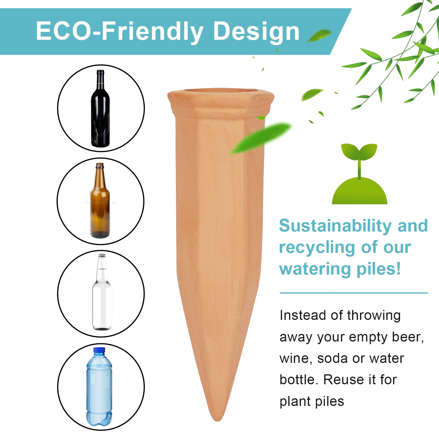 FAMILY ten terracotta spikes displayed as an eco-friendly watering kit