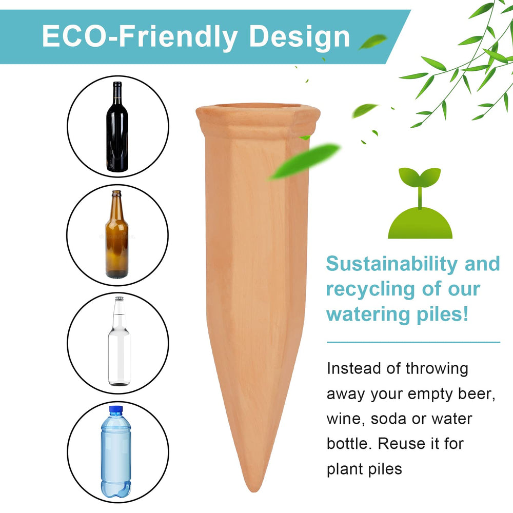 FAMILY ten terracotta spikes displayed as an eco-friendly watering kit