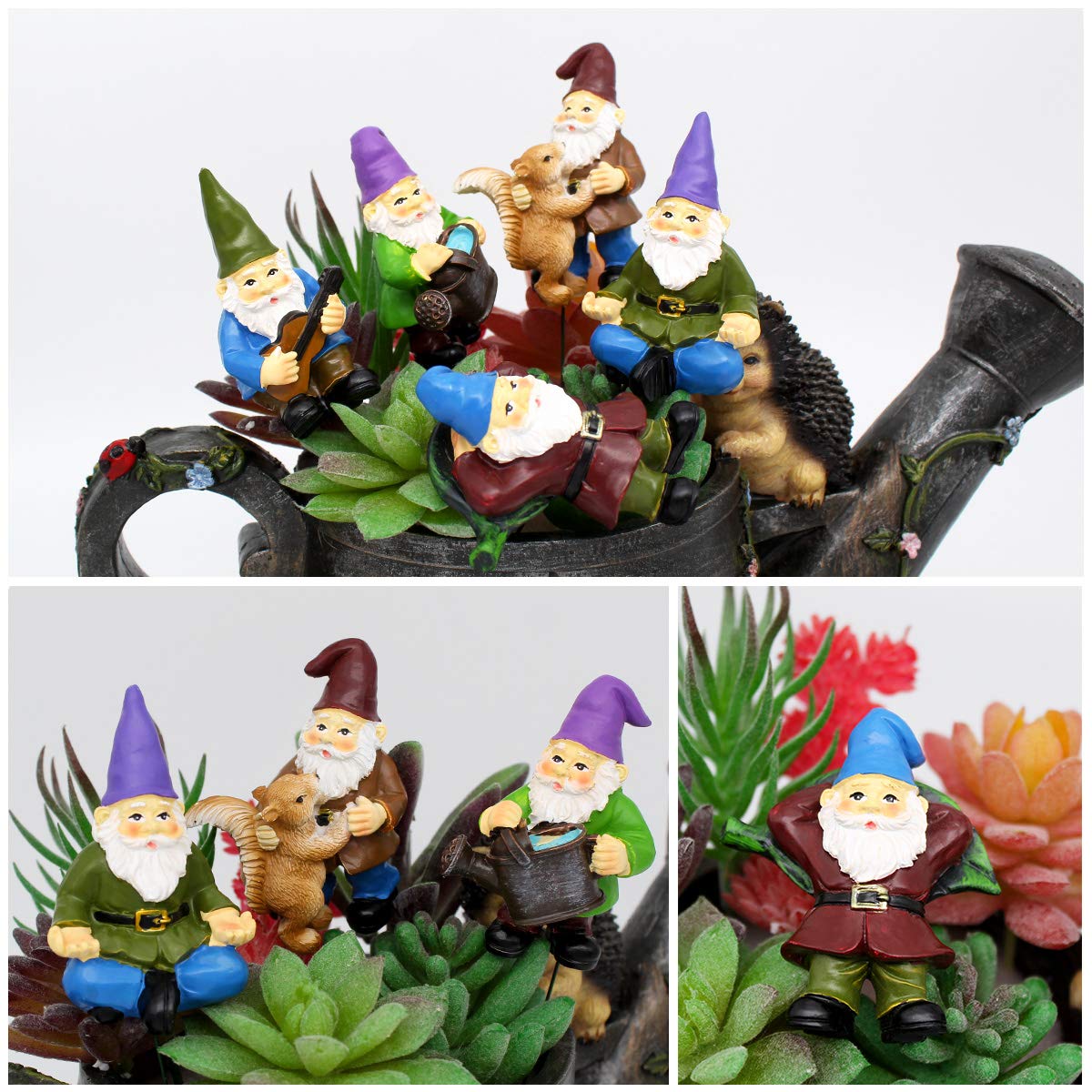 FANWNKI gnome dancing with squirrel close-up, shows playful detail and storybook character appeal