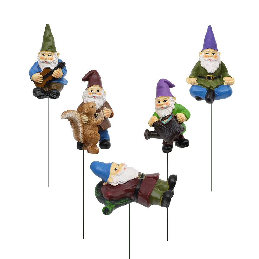 FANWNKI front packaging showing five gnome figurines and product details, invites whimsical garden decor