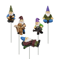 FANWNKI front packaging showing five gnome figurines and product details, invites whimsical garden decor