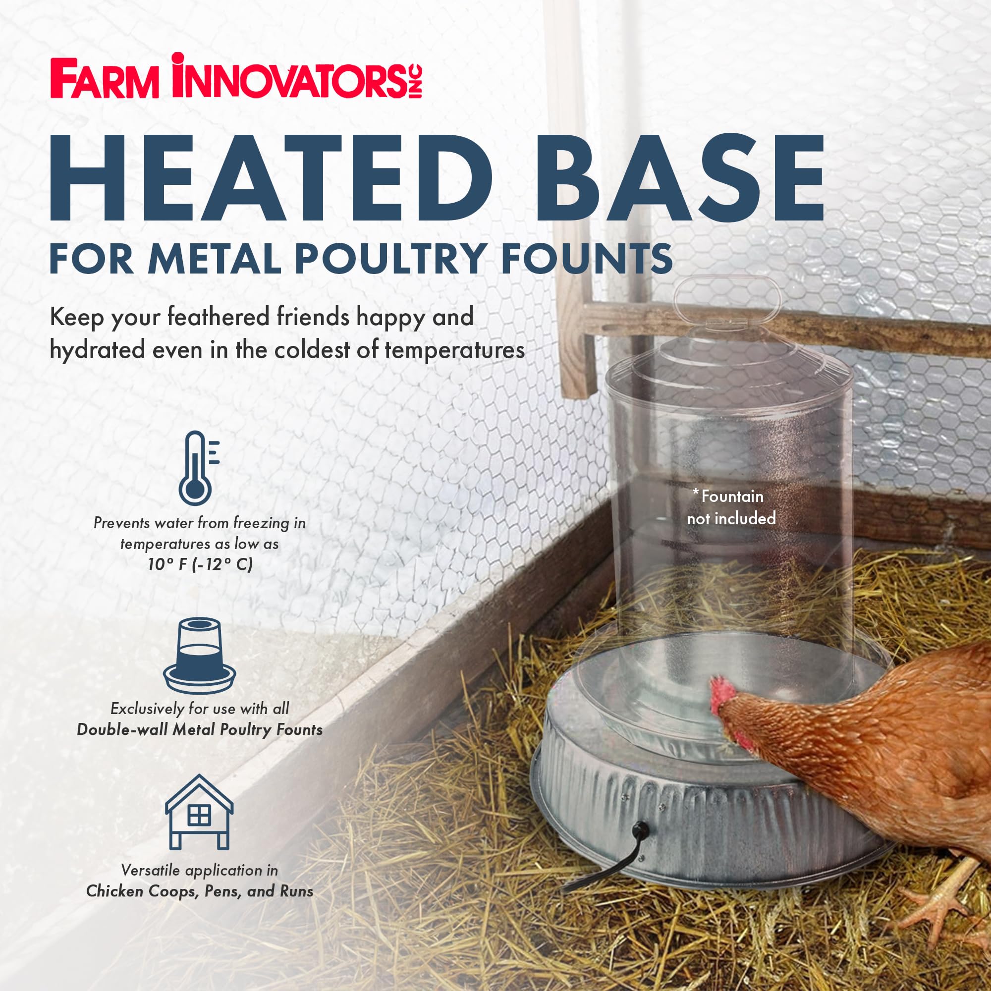 Farm Innovators HP-125 bottom cover closeup protecting heating element from debris