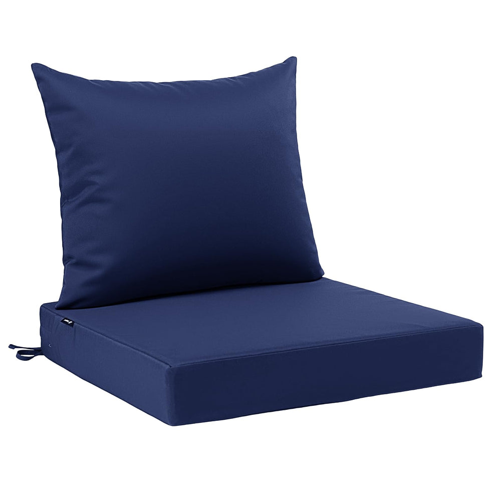 Favoyard blue seat cushion front view showing color and waterproof finish for lasting outdoor style