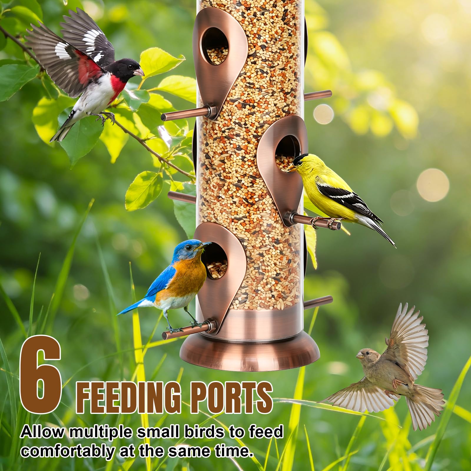 FEED GARDEN metal base and port surrounds for durable bird landings