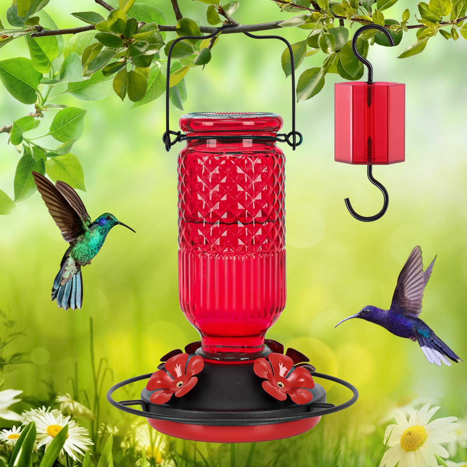 FEED GARDEN feeder hanging on patio with plants, enhances outdoor spaces