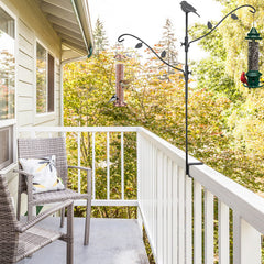 FEED GARDEN on deck in use with feeders and plants illustrating versatile hanging benefit