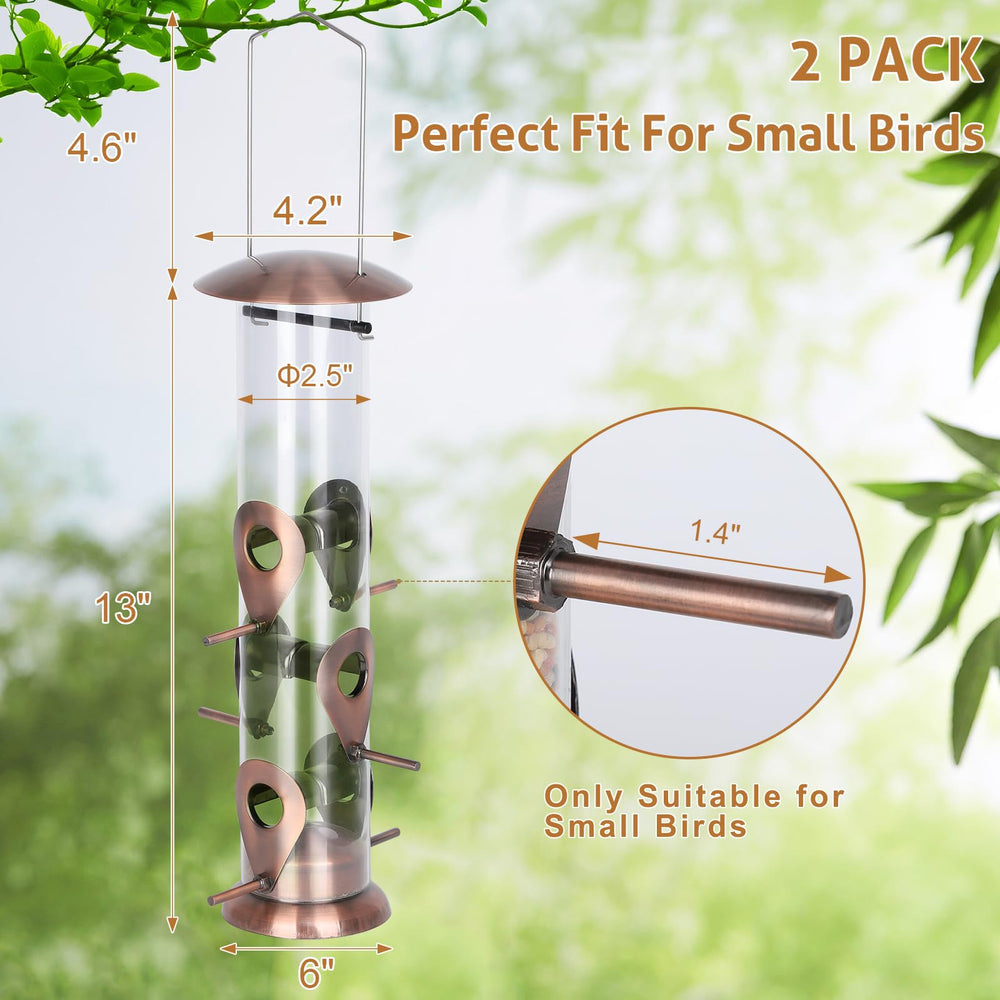 FEED GARDEN next to a hand to show 13-inch tube size and capacity