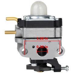 Ferilter carburetor close-up with primer bulb for easier starting