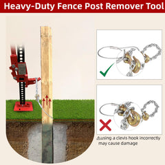 Feroca tool in use with bottle jack pulling a broken fence post upright efficiently
