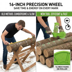 Feroca wheel rolling on rough bark for stable, straight paint lines