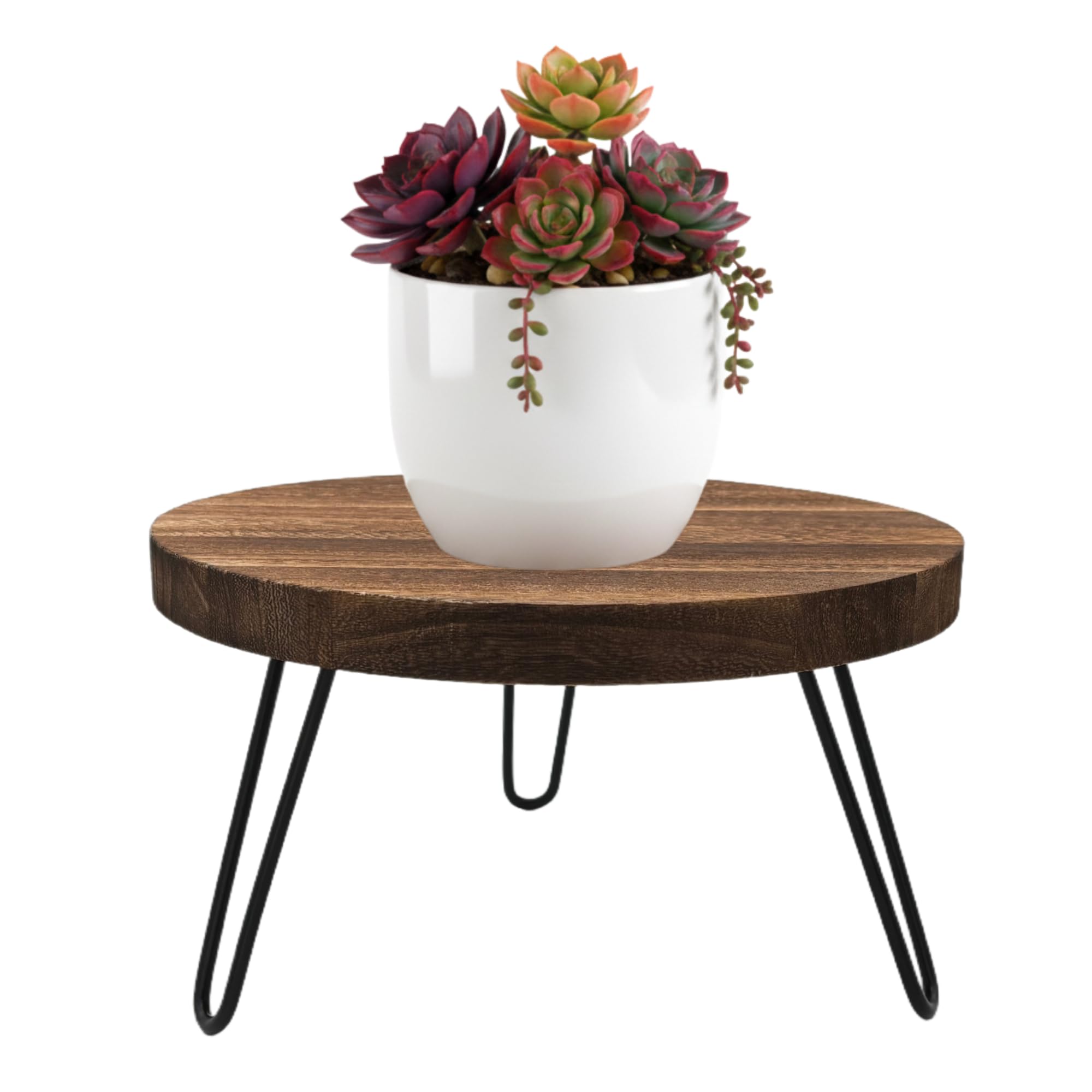 FESTLOVE front view of wooden plant stand showing stable platform and legs for stylish display