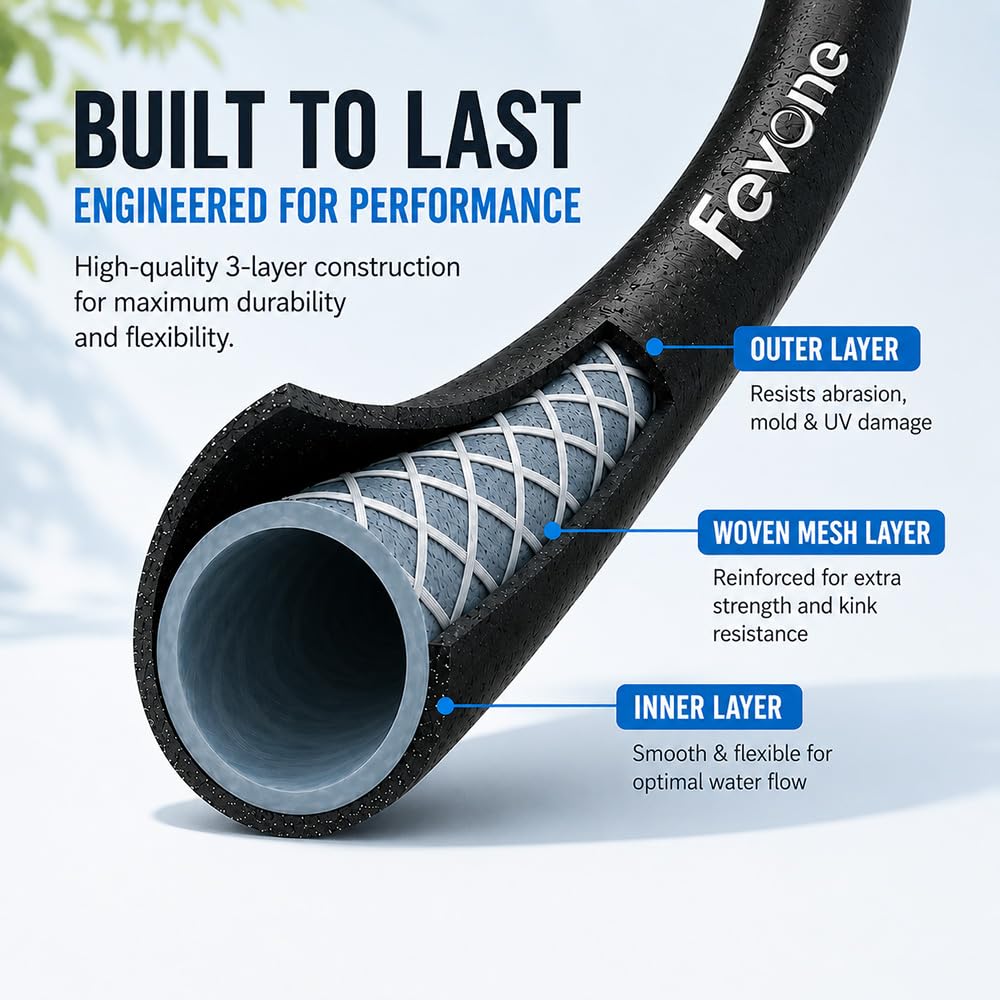 FEVONE hose connected to sprinkler showing easy accessory compatibility