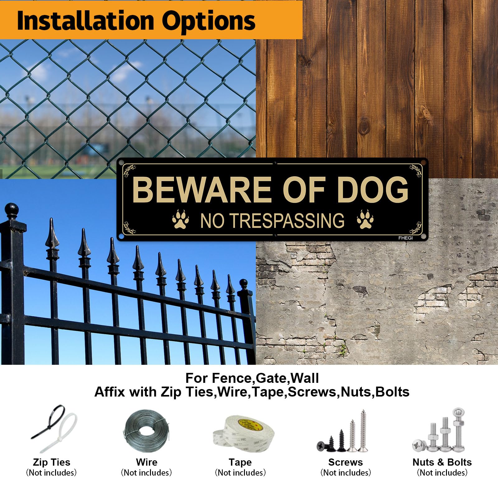 FHEGI sign beside ruler showing 12x3 inch size for space-saving benefit