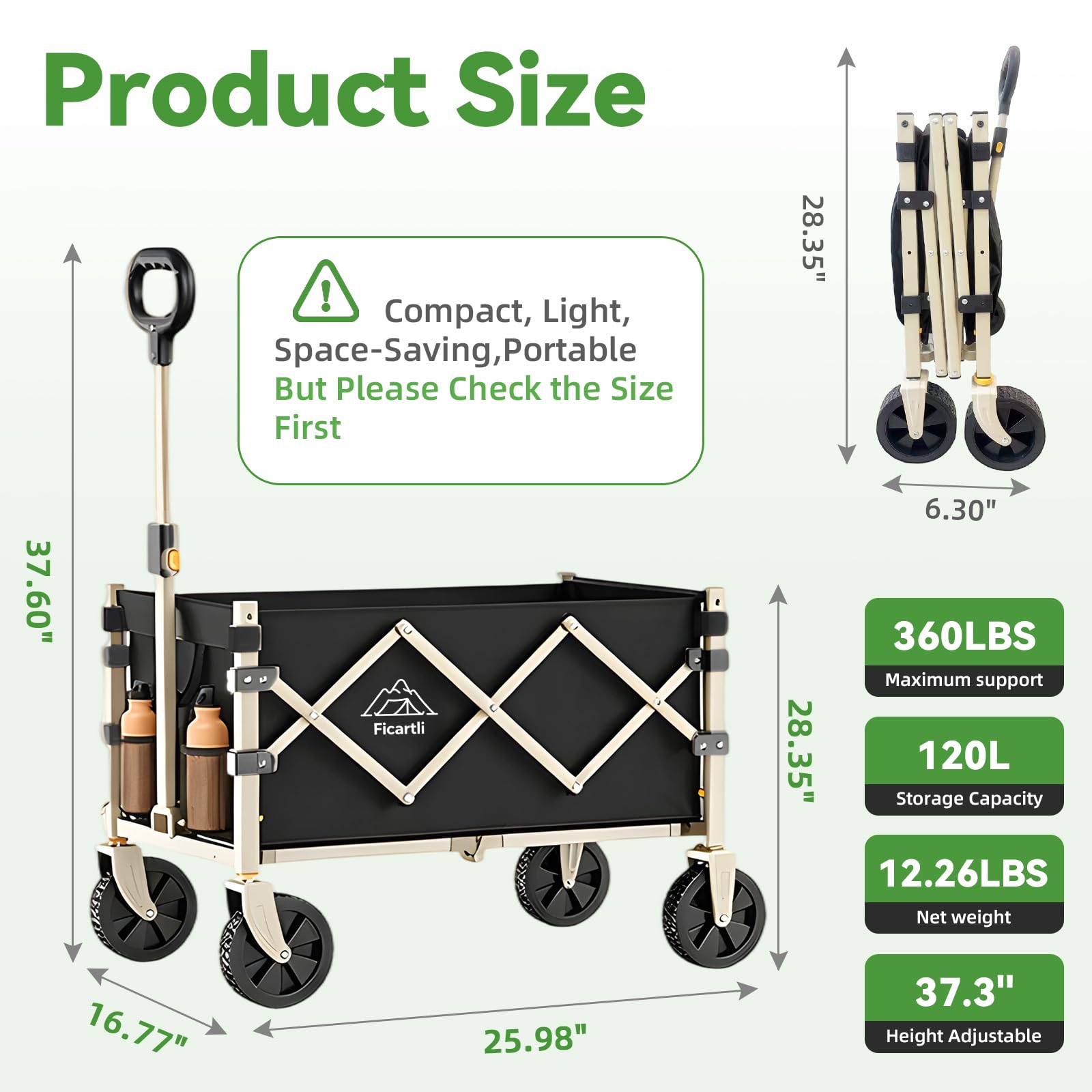 Ficartli side profile with handle extended for comfortable pulling benefit