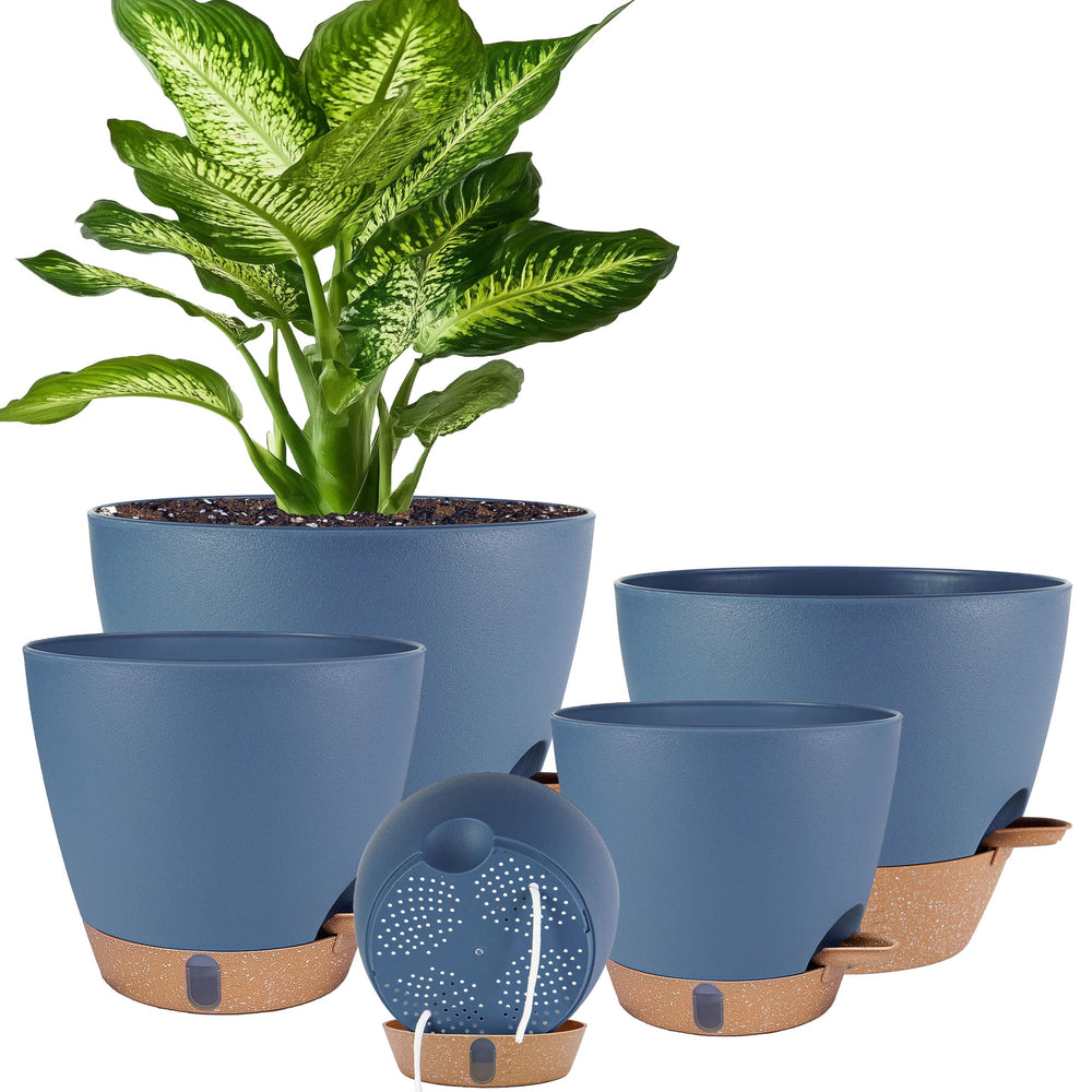 Fielda front view of five-pack pots showing neat modern design and versatility