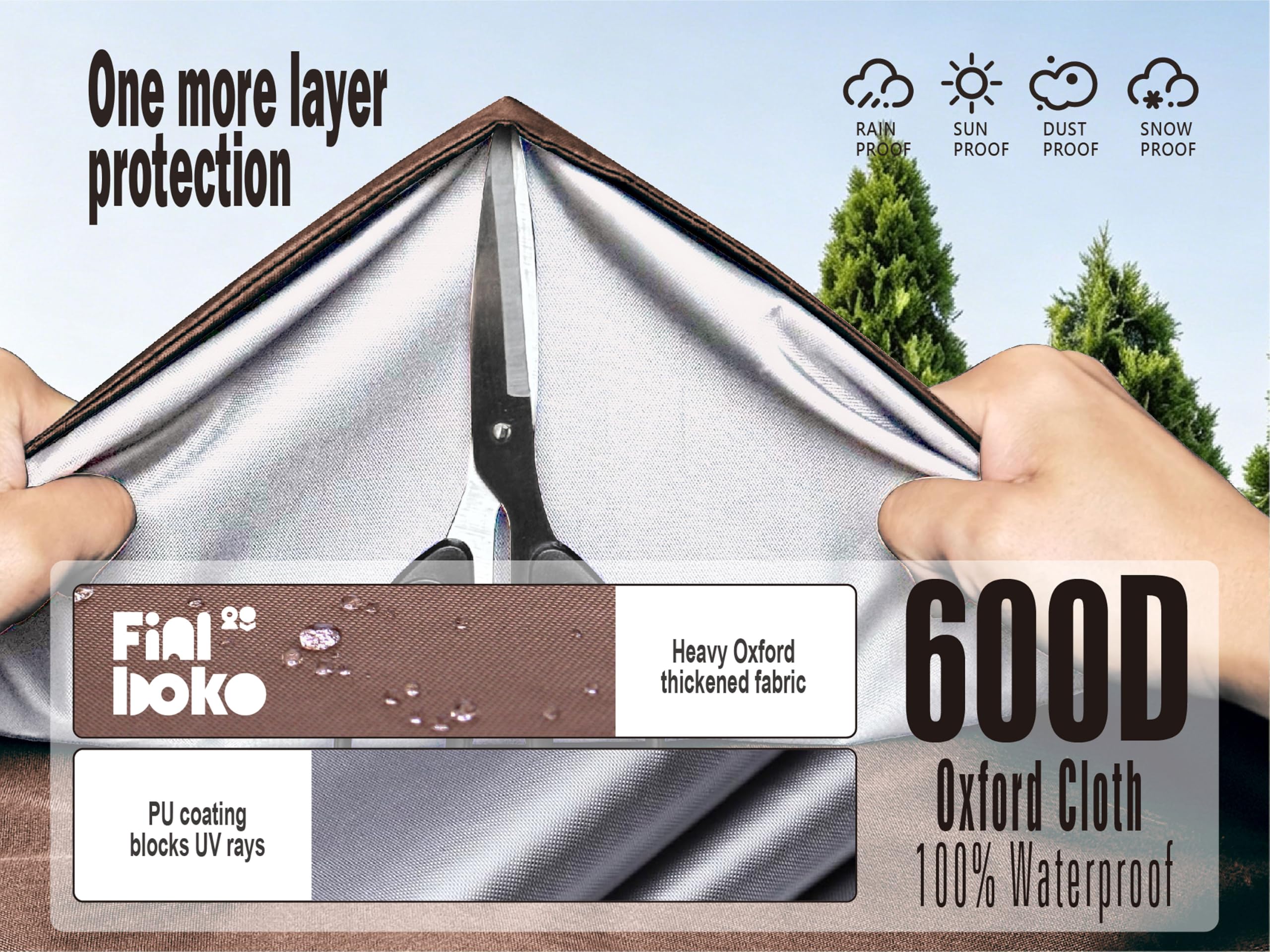 Finiboko drawstring and buckles securing cover against wind