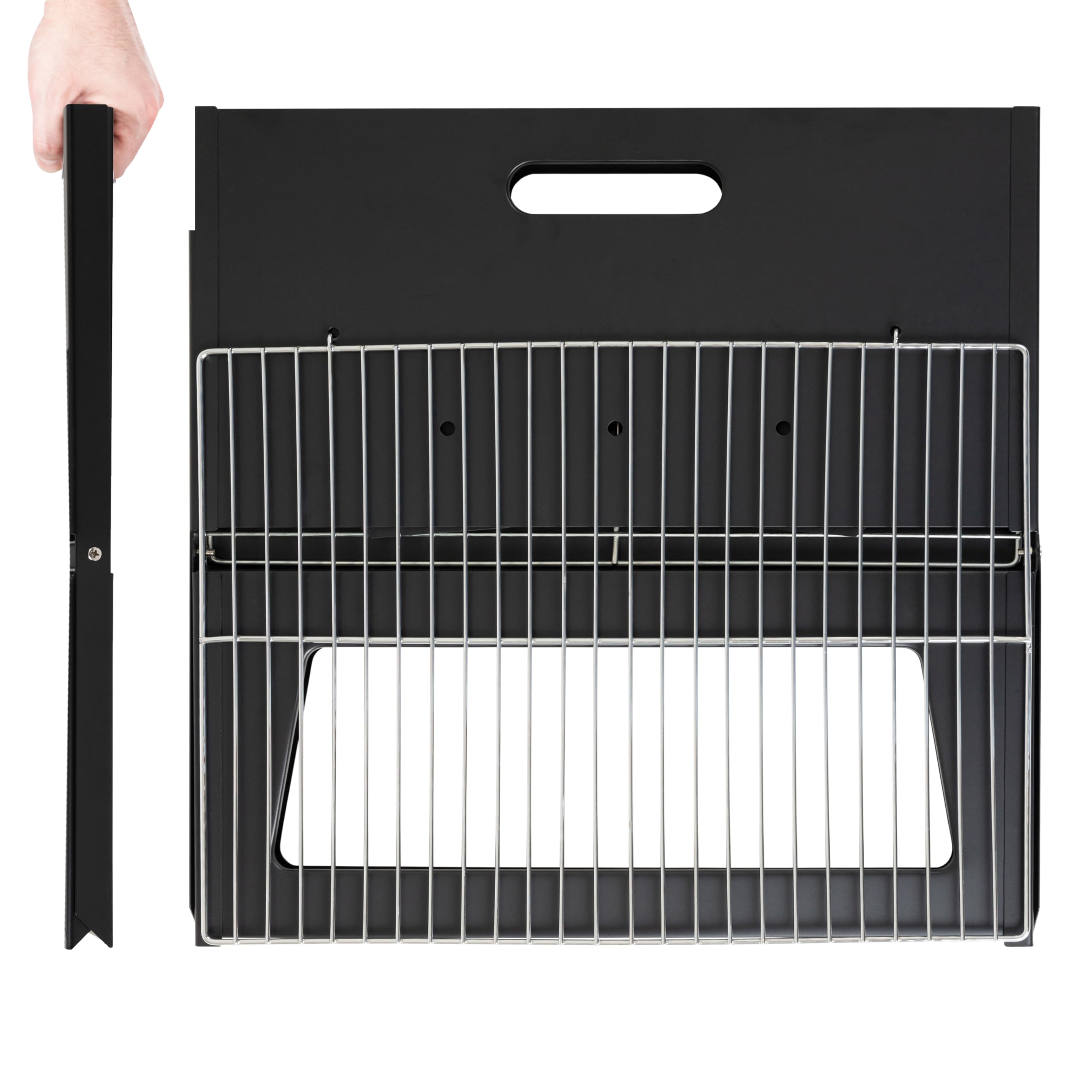 Fire Sense next to hand for scale showing compact dimensions and easy handling