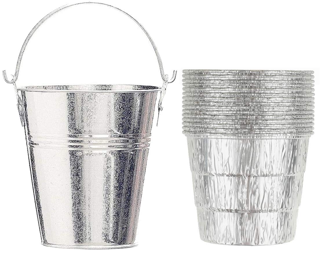 Firsgrill stainless galvanized bucket front view showing durable finish and shape