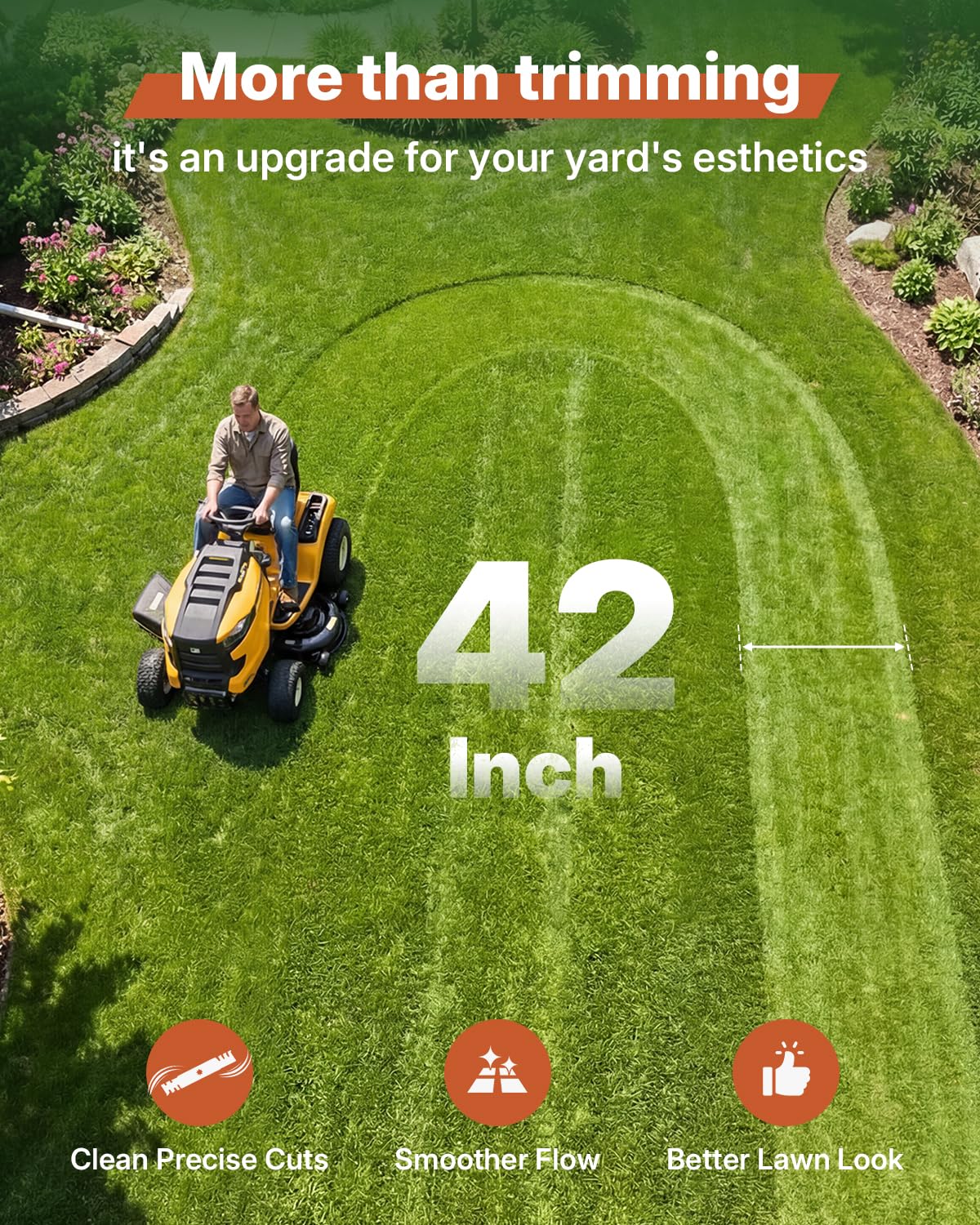 Fismiuta lifestyle image of mower with blades ready to mow for efficient yardwork