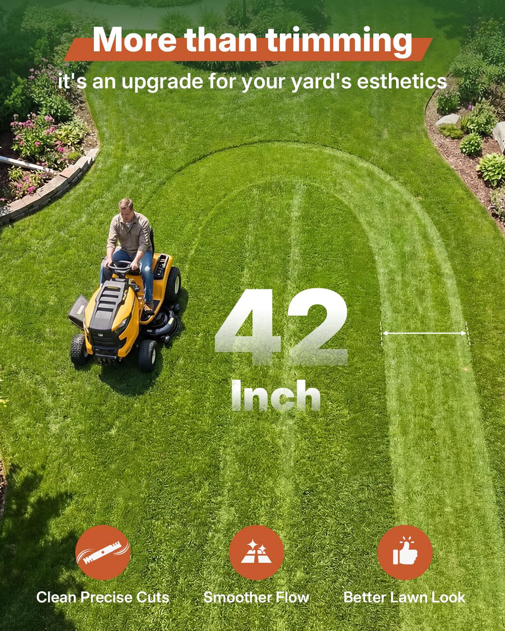Fismiuta lifestyle image of mower with blades ready to mow for efficient yardwork