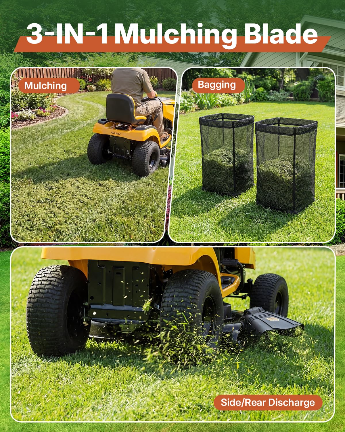 Fismiuta blade mounted on riding mower demonstrating reduced vibration benefit