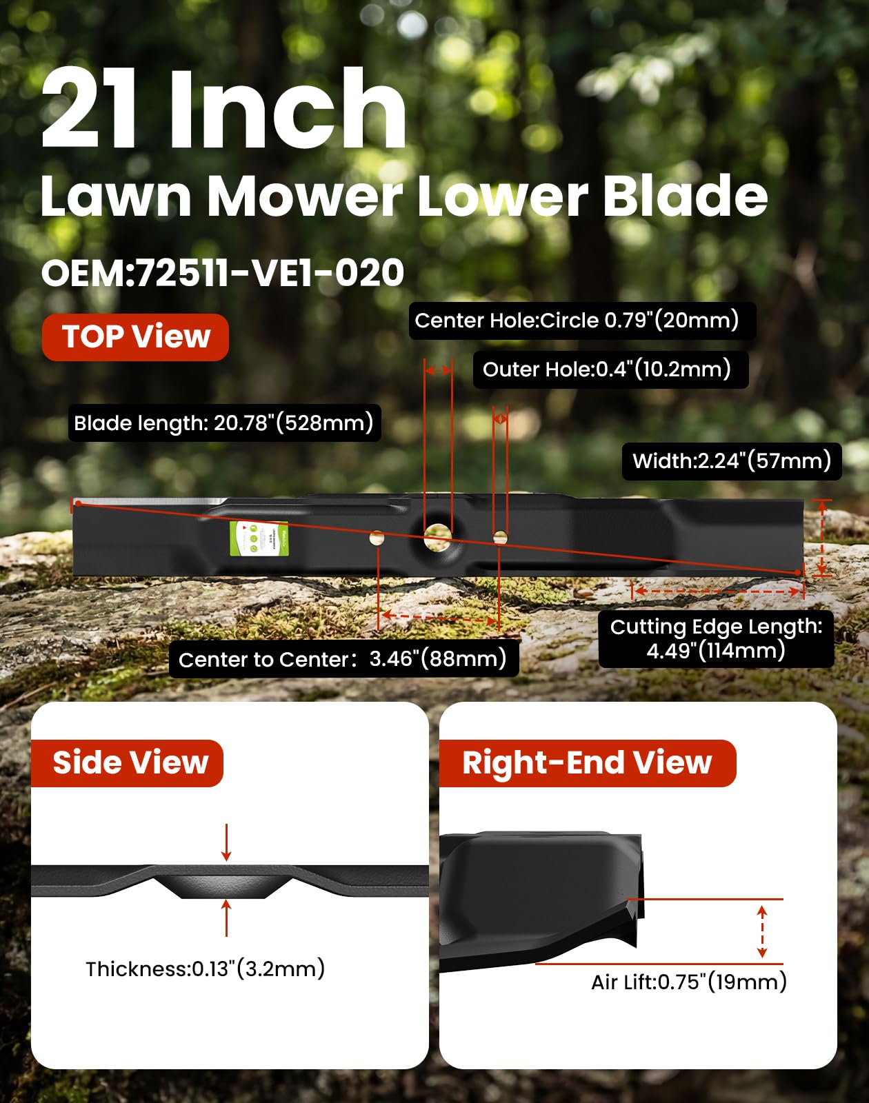 Fismiuta twin blades installed under mower deck demonstrating fit and alignment