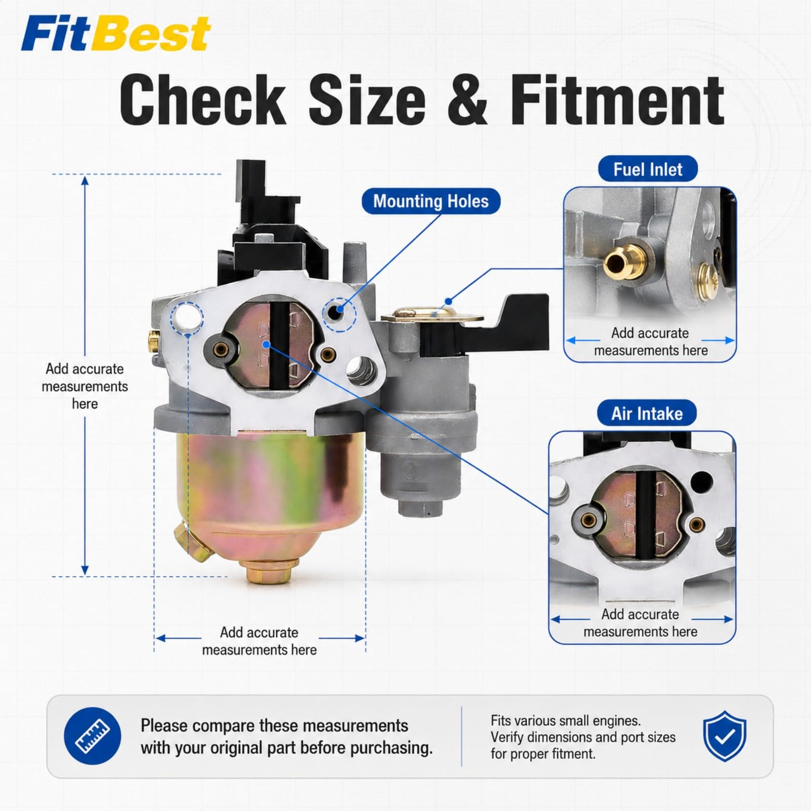 FitBest carburetor installed on GX160 engine for restored performance