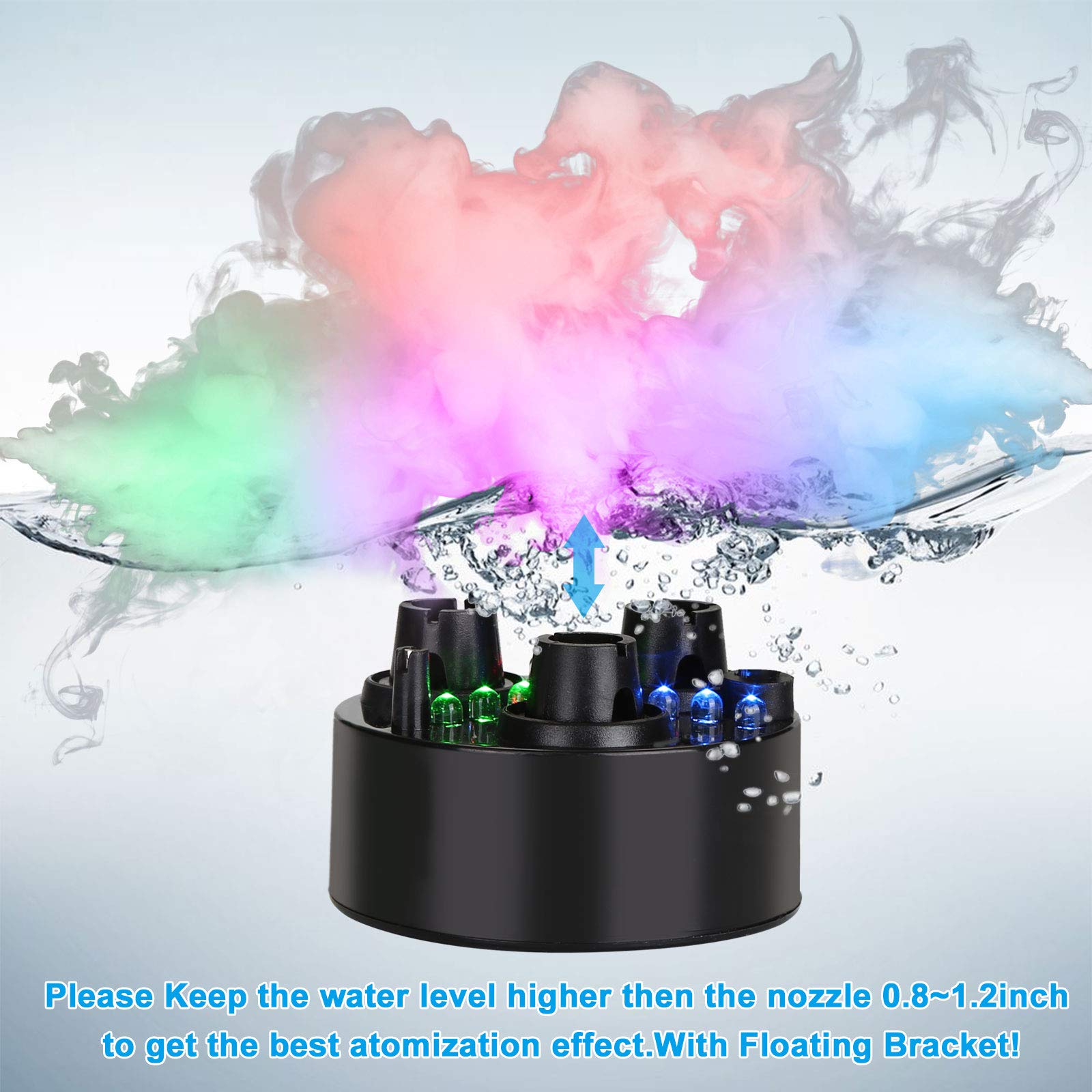 FITNATE top view at waterline, illustrating recommended 2–3 cm submersion