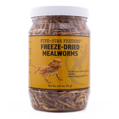 Five-Star Feeders jar front view showing label and resealable lid, highlights convenience