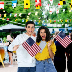 Flags Importer flags in use at a parade, easy crowd waving and visibility