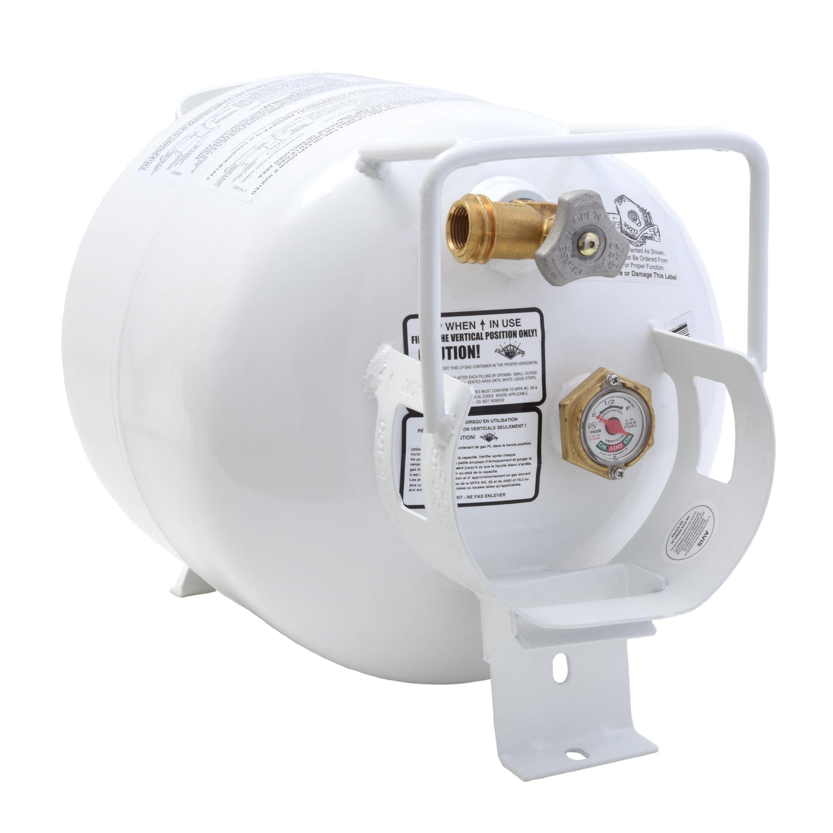 Flame King front view of horizontal tank showing compact profile and placement benefit