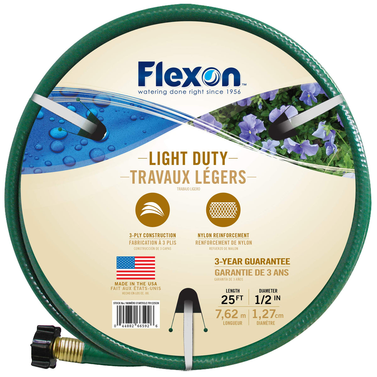 Flexon coiled 25ft hose showing compact storage and easy handling