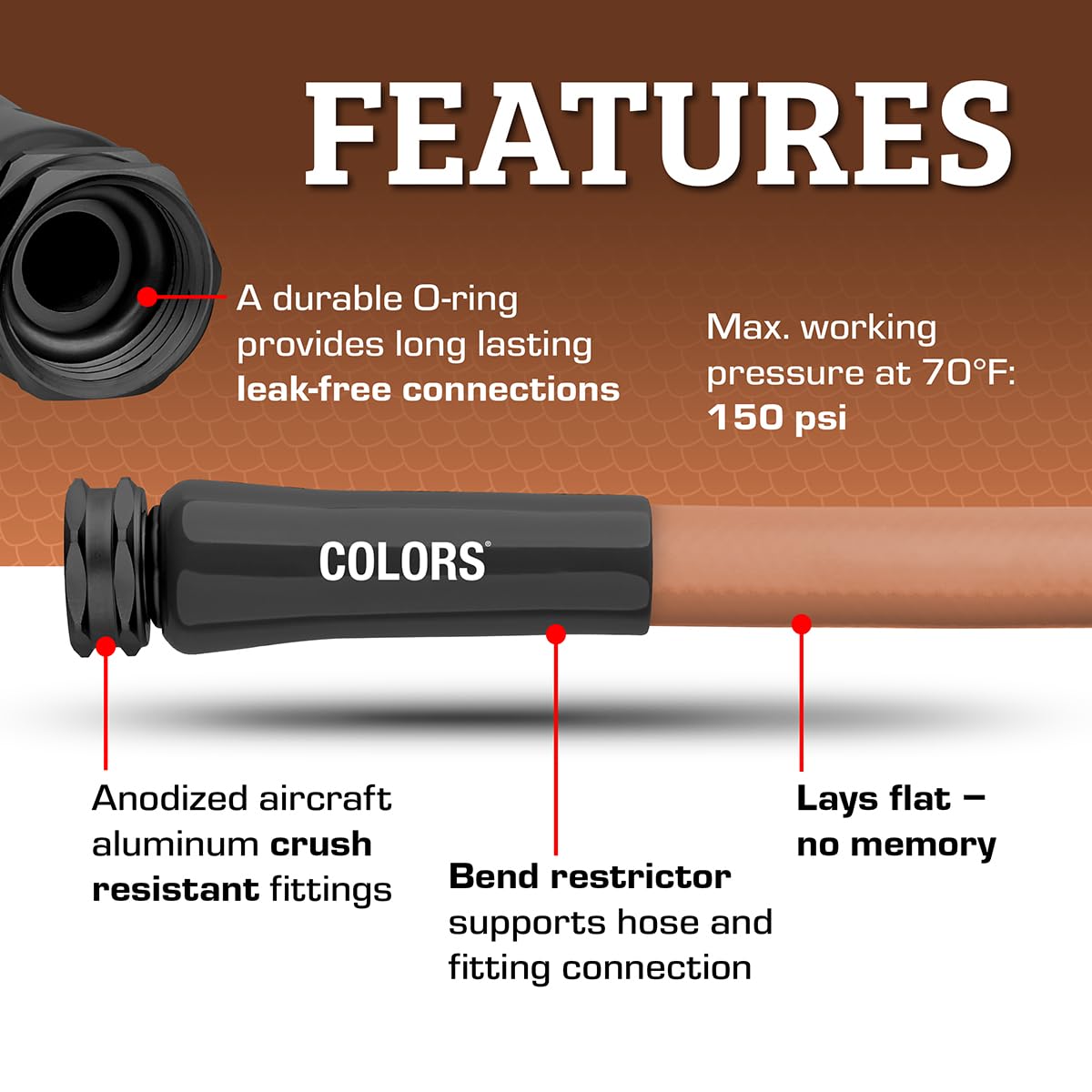 Flexzilla anodized aircraft aluminum fitting close detail for leak resistance
