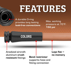Flexzilla anodized aircraft aluminum fitting close detail for leak resistance