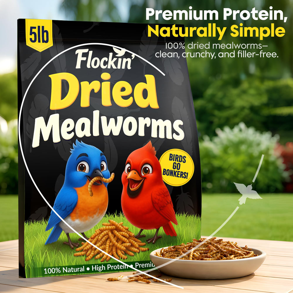 Flockin' open bag with mealworms spilling for easy dispensing
