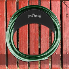 FLORA GUARD hose on holder in backyard demonstrating tidy, accessible storage
