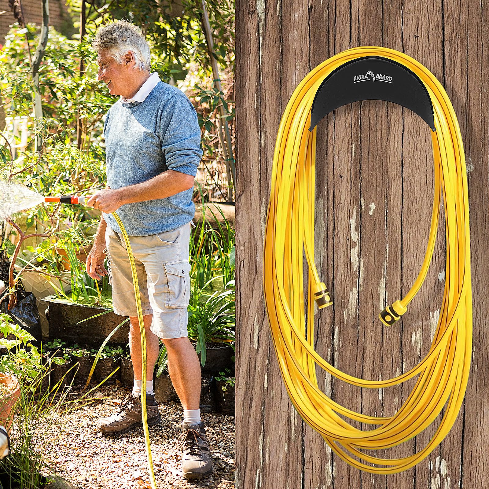 FLORA GUARD installed by garden shed demonstrating clutter-free lawn benefit