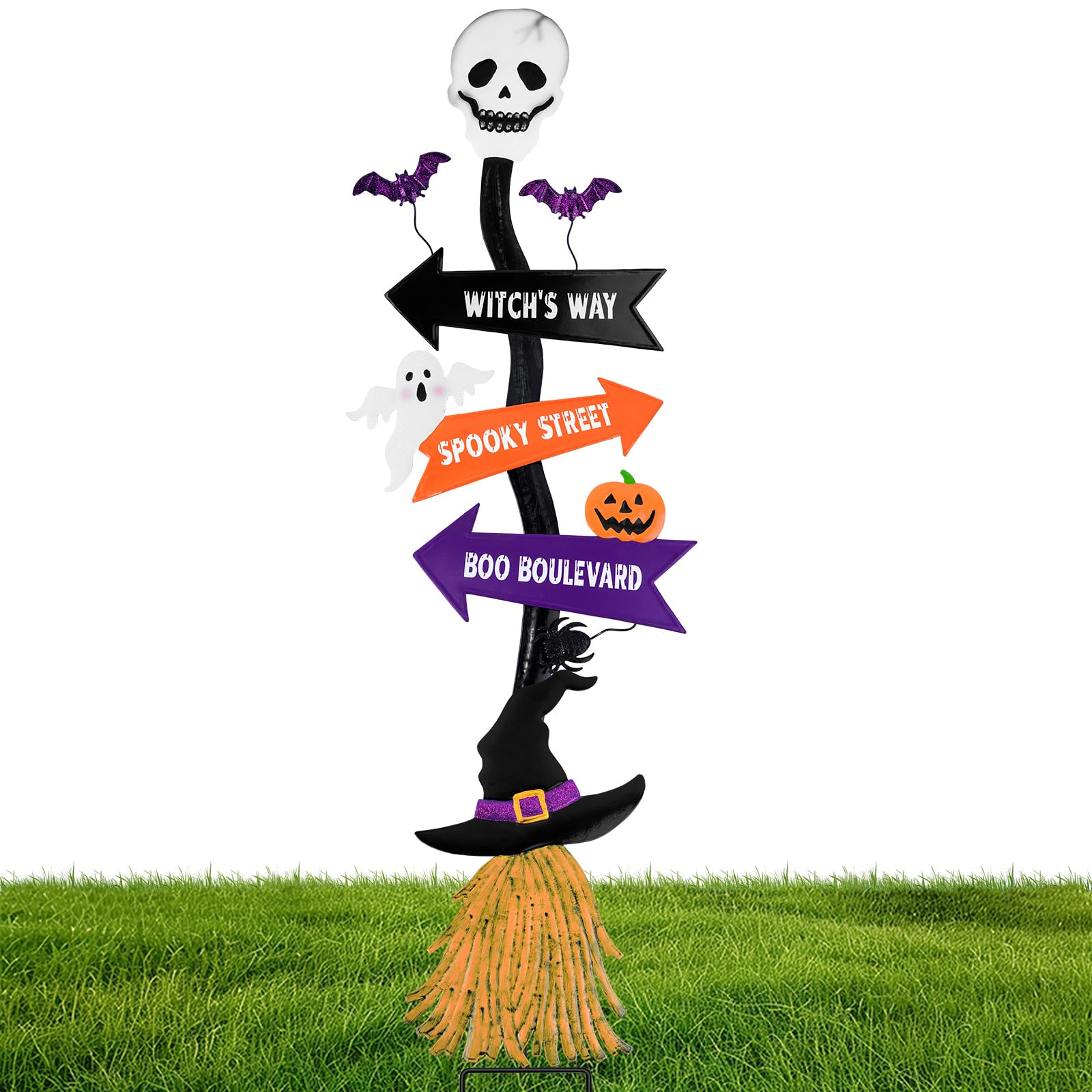 FloraSea front view stake assembly showing spooky signs and easy setup