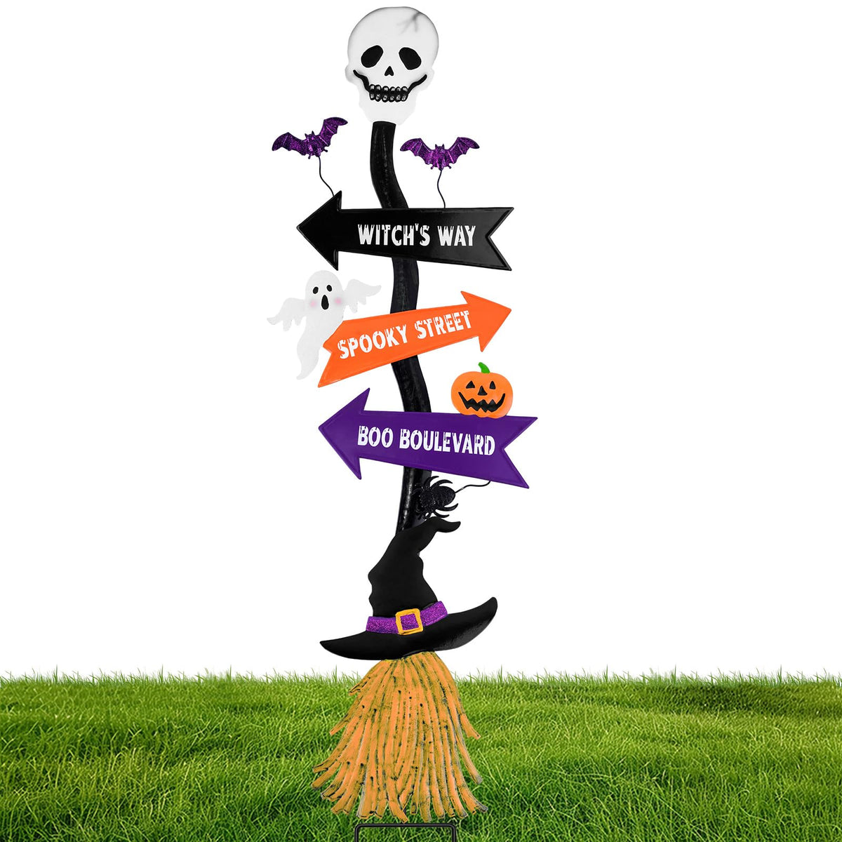 FloraSea front view stake assembly showing spooky signs and easy setup