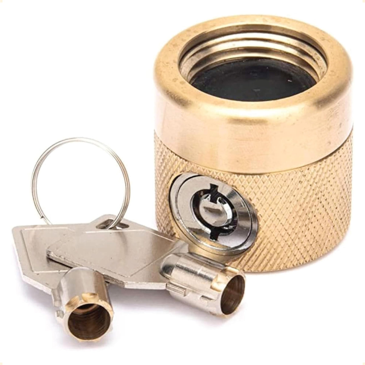 Flow Security Systems front view shows durable brass lock and secure fit