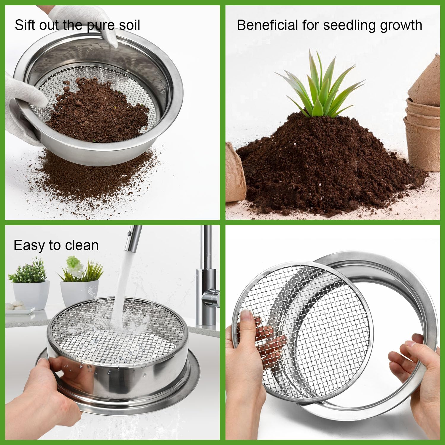 FLOLXNB sifter in use screening soil to remove rocks and debris
