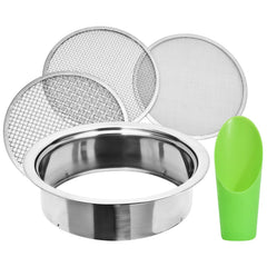 FLOLXNB sieve front view showing polished stainless steel and durability