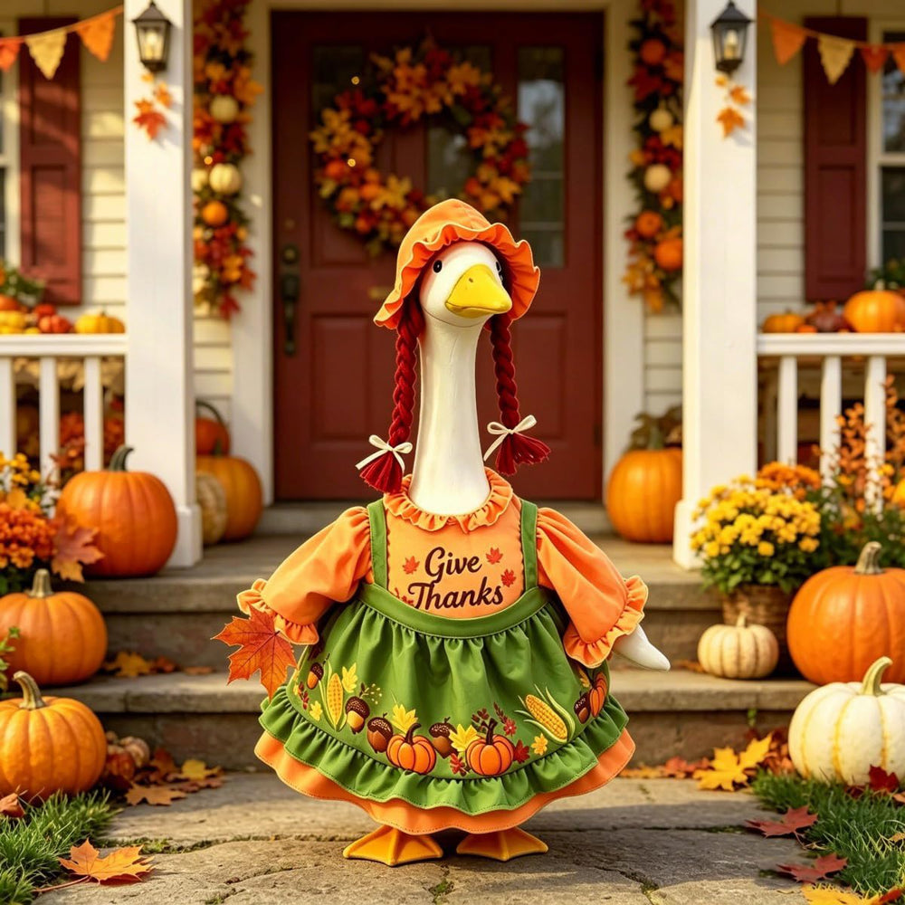 Foidiccx apron graphic detail with turkey pumpkin corn for festive display