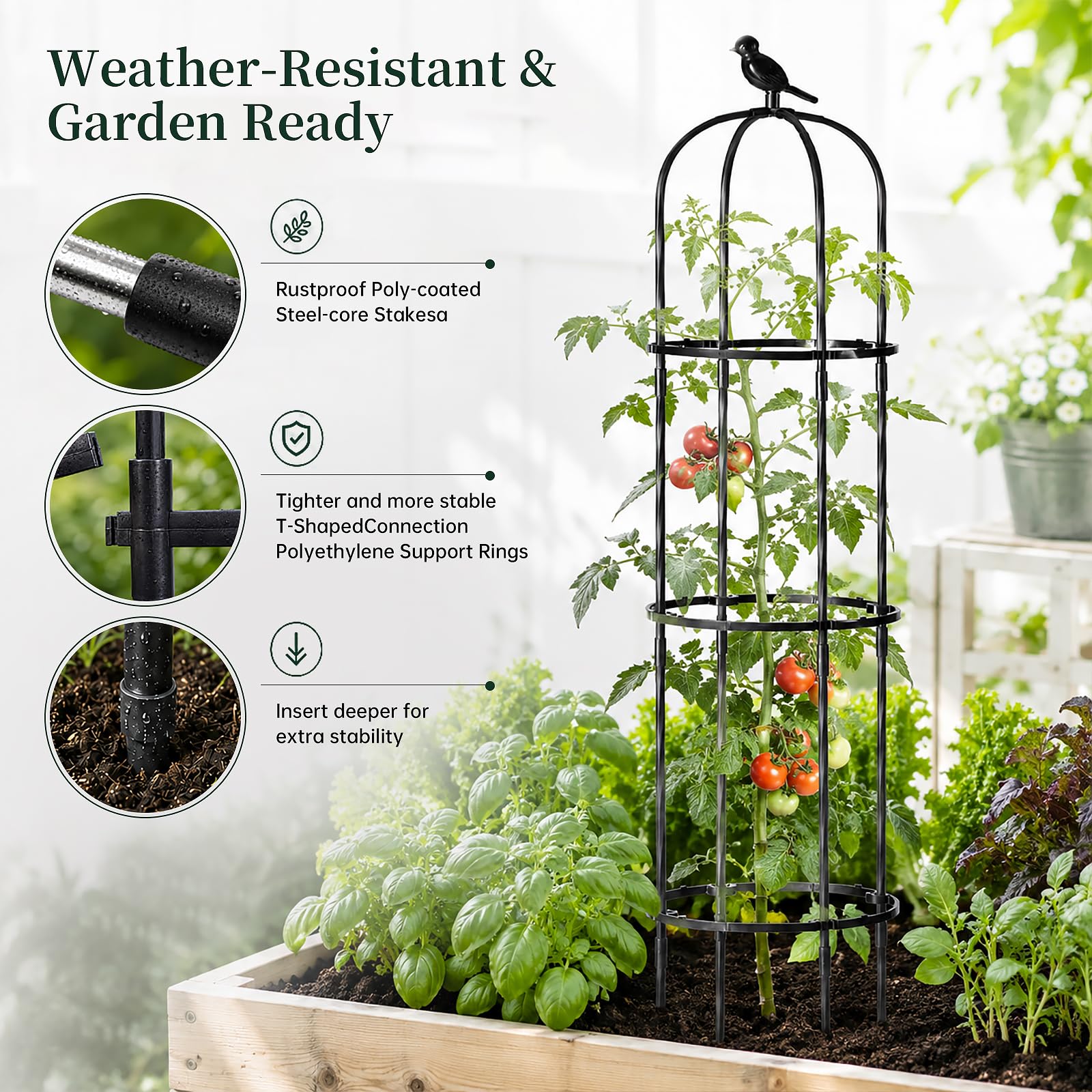 FOLLOOK close-up of polyethylene coating protecting trellis from rust