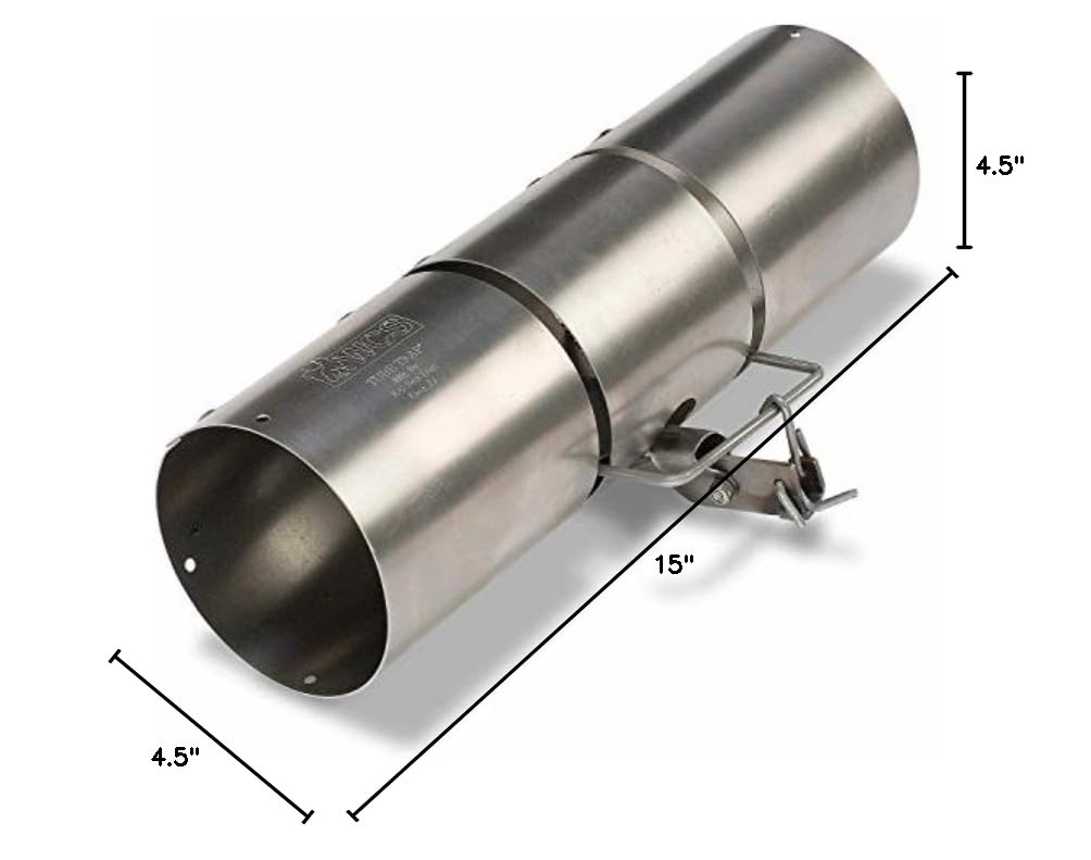 Forestry Suppliers tube trap beside a hand for scale showing 15-inch length and compact design