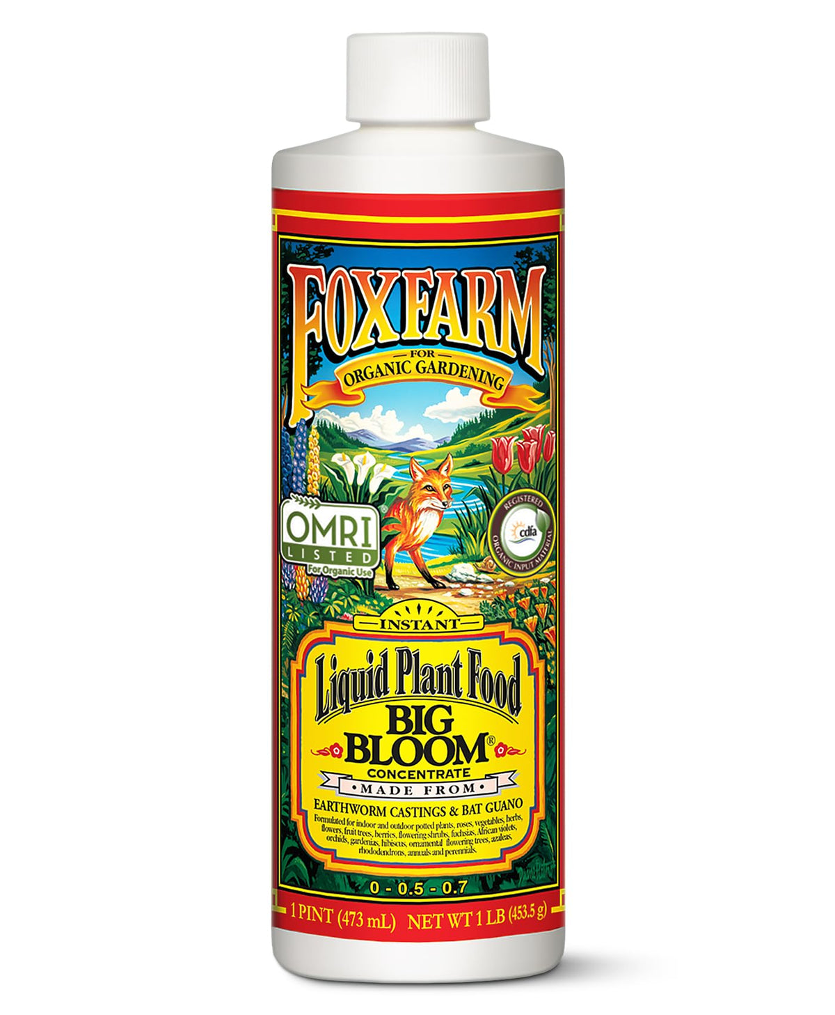 FoxFarm Big Bloom front label showing organic certification and benefits